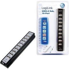 LogiLink USB 2.0 Hub - 10 Port USB Hub for Ultimate Connectivity | High-Speed and Reliable Performance | Model 4052792004779